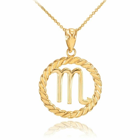 14k Solid Gold Scorpio Zodiac Sign Pendant - Yellow, Rose, or White Charm